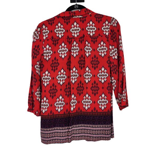 Anthropologie Maeve Woodland Walk Button Front Red Rayon Shirt Size 10 - Picture 7 of 8